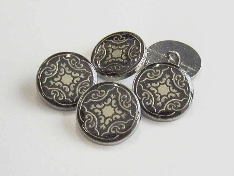 www.knopfparadies.de - 3277br - Schwere Metallknöpfe mit nostalgischem Muster