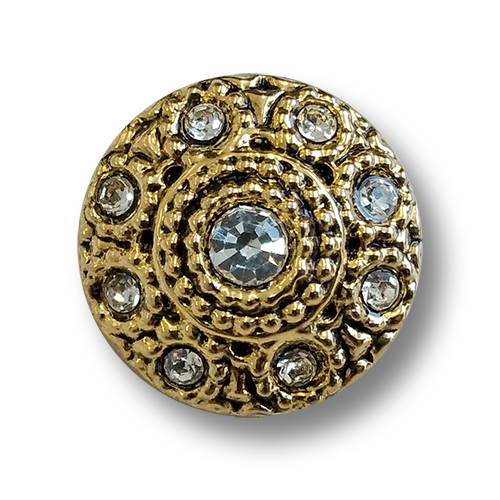 www.knopfparadies.de - 6150go - Goldfarbene Schmuckknöpfe mit Glitzersteinen