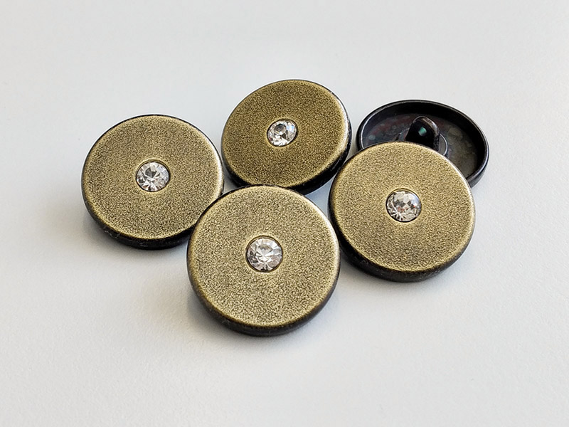 www.knopfparadies.de - 4638am - Messingfarbene Glitzerknöpfe aus Metall