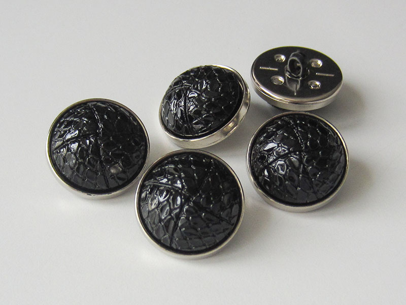 www.Knopfparadies.de - 4071ss - Exklusive silber schwarze Halbkugel Kunststoffknöpfe
