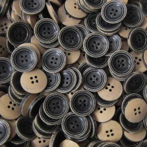 Tellerförmiger schwarz hellbrauner Kunststoff Knopf