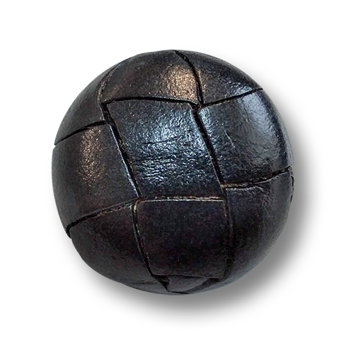 www.knopfparadies.de - 6062sc - Schwarze Lederknöpfe mit Flechtmuster