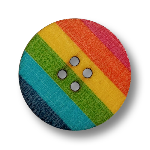 www.knopfparadies.de - 4458re - Bunt bedruckte Holzknöpfe mit Regenbogenmuster