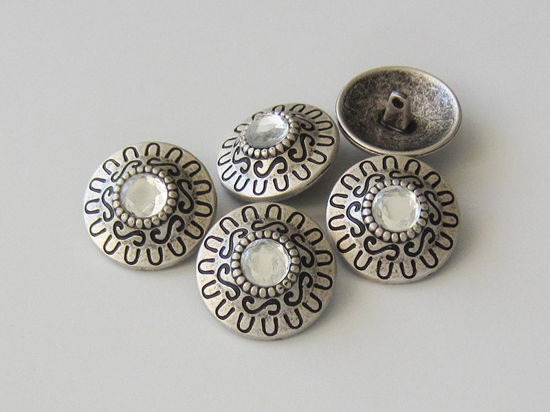 www.knopfparadies.de - 3440tr - Ausgefallen schöne Metallknöpfe mit Glitzerstein