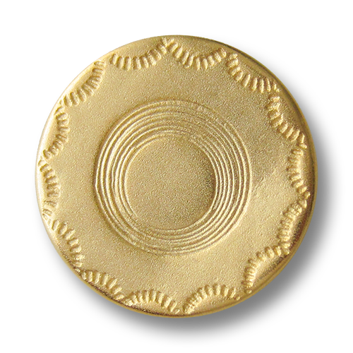 www.Knopfparadies.de - 2514mg - Älter wirkende matt goldene Metallknöpfe mit schlichtem Muster