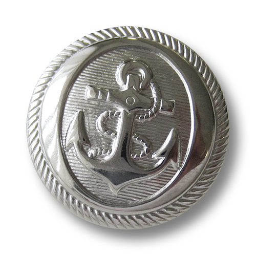 www.knopfparadies.de - f070si - Metallknöpfe (nickelfrei) in glänzend silber mit Motiv: Anker