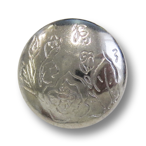 Silberfarbener Knopf mit bezauberndem Rosenmuster
