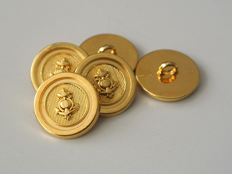 Metall Ösen Knopf mit Anker Motiv in Goldfarben