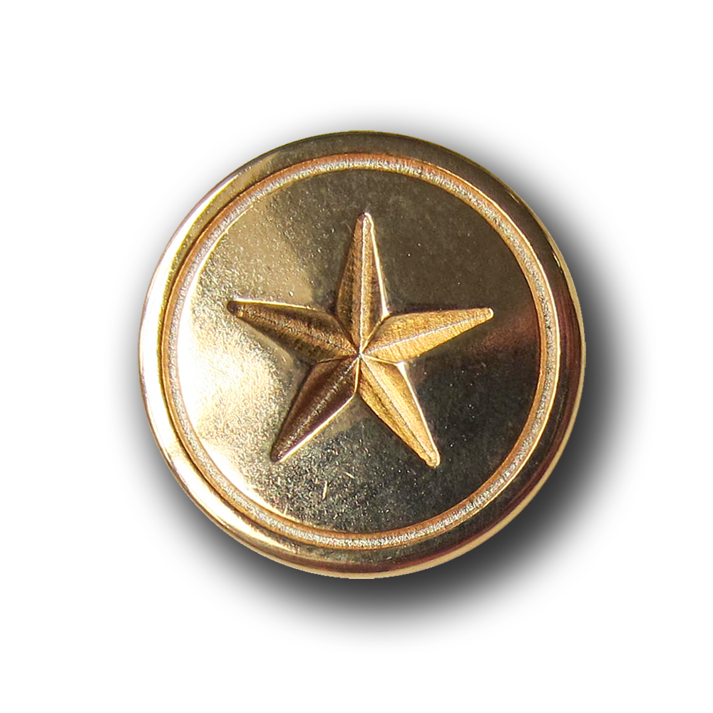 Klassischer goldfarb. Metall Knopf mit Relief Stern