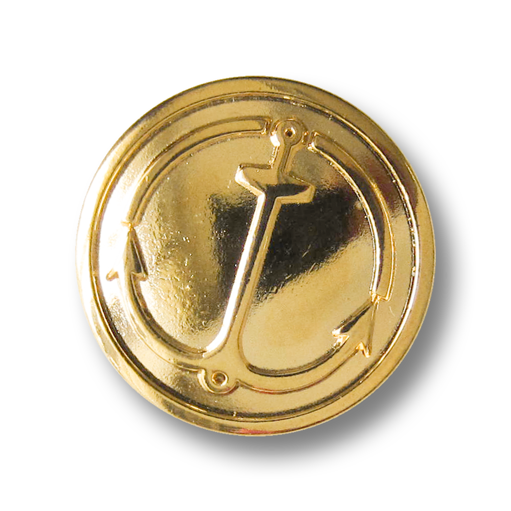 Glänzend goldfarb. maritimer Metall Knopf mit Anker