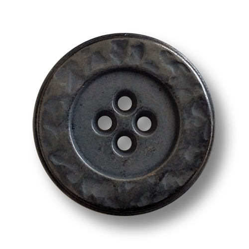 www.knopfparadies.de - 6836ei - Dunkel eisenfarbene Metallknöpfe mit vier Knopflöchern
