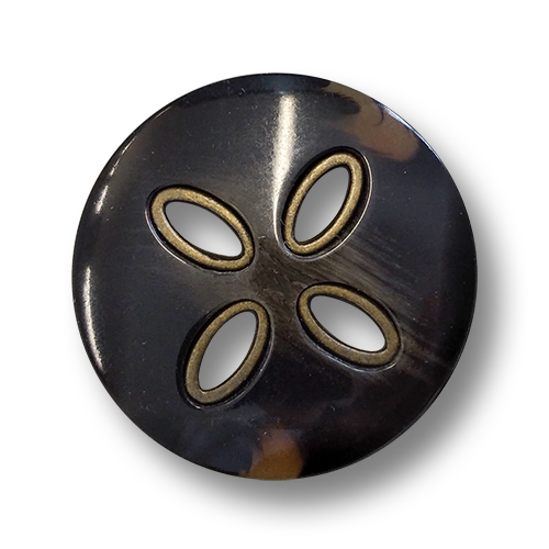 www.knopfparadies.de - 0069db - Dunkelbraune, schwere Mantelknöpfe aus Kunststoff und Metall