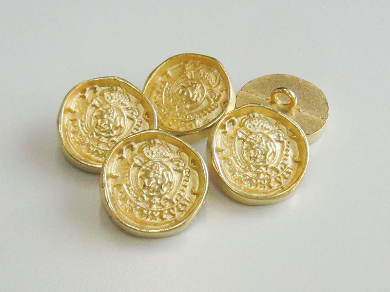 www.Knopfparadies.de - 2273go - Historisch wirkende Wappenknöpfe aus Metall in Gold