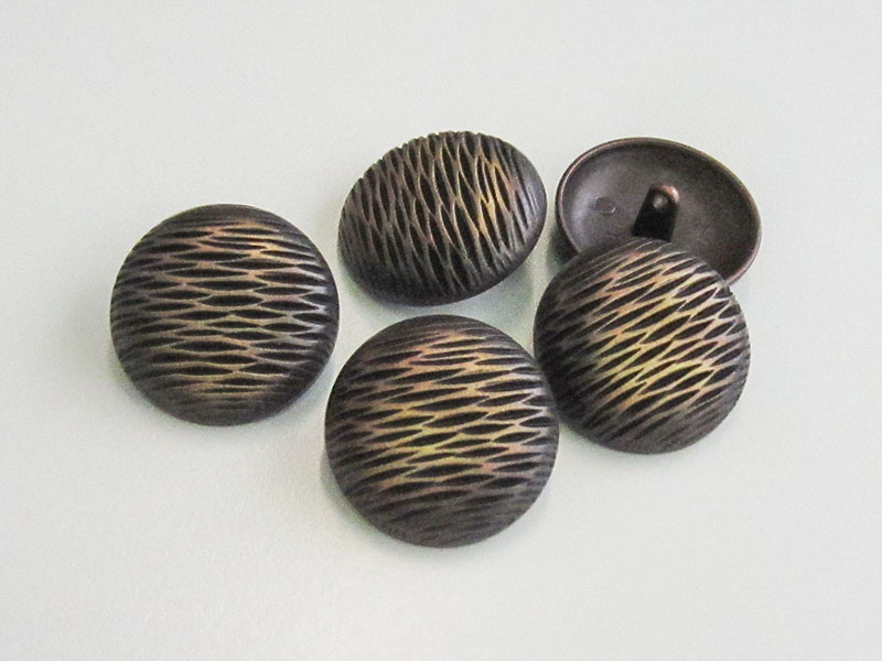 www.Knopfparadies.de - 4044rb - Interessante Ösenknöpfe aus Metall in Altkupfer & Messing