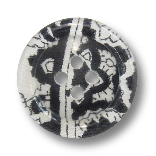 www.Knopfparadies.de - 0702fl - Aparte Vierlochknöpfe aus Kunststoff in Schwarz & Weiß