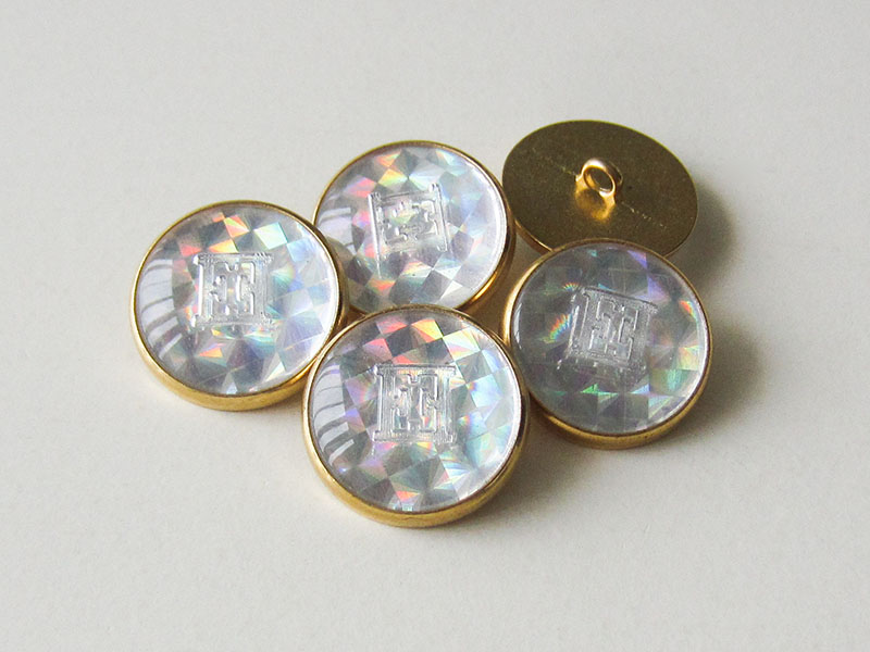 Dekorative goldfarbene Metallknöpfe mit holographischem Effekt