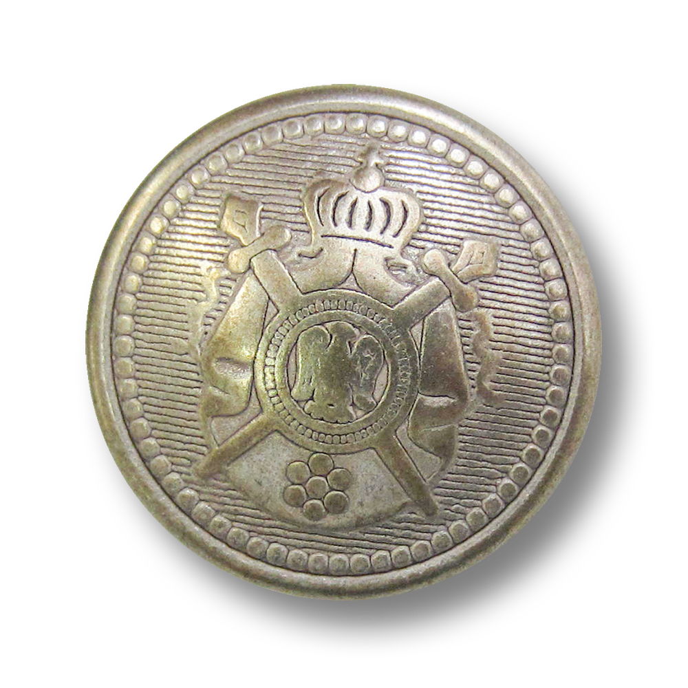 Edler Metall Wappen Knopf mit Krone, Schwert & Adler