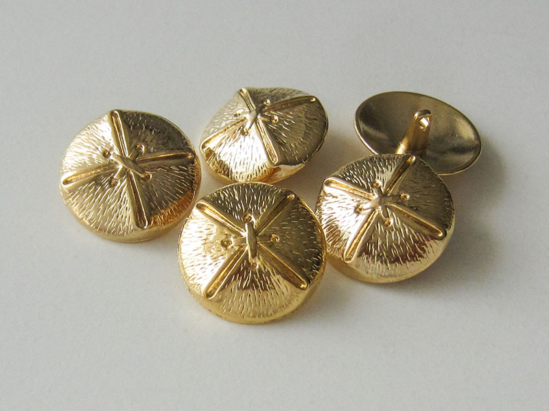 www.Knopfparadies.de - 5836go - Goldene Metallknöpfe mit Kreuzstich Optik