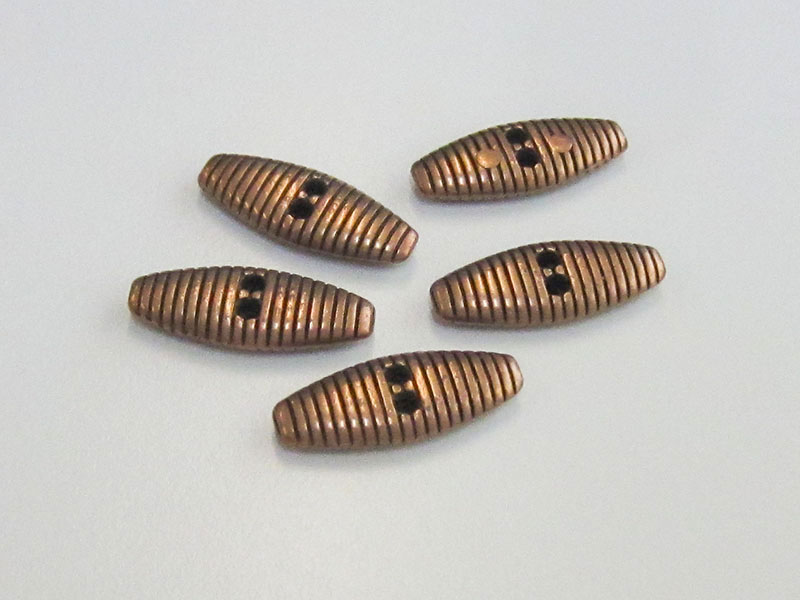 www.knopfparadies.de - 0530ku - Altkupferfarbene Knebelknöpfe aus Metall