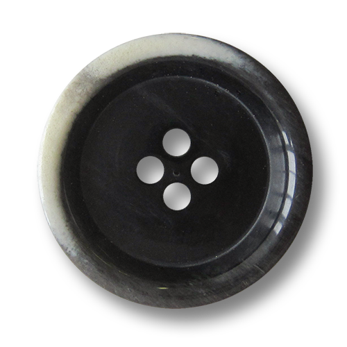 www.Knopfparadies.de - 1608sw - Schwarz naturweiße  Vierlochknöpfe aus Kunststoff