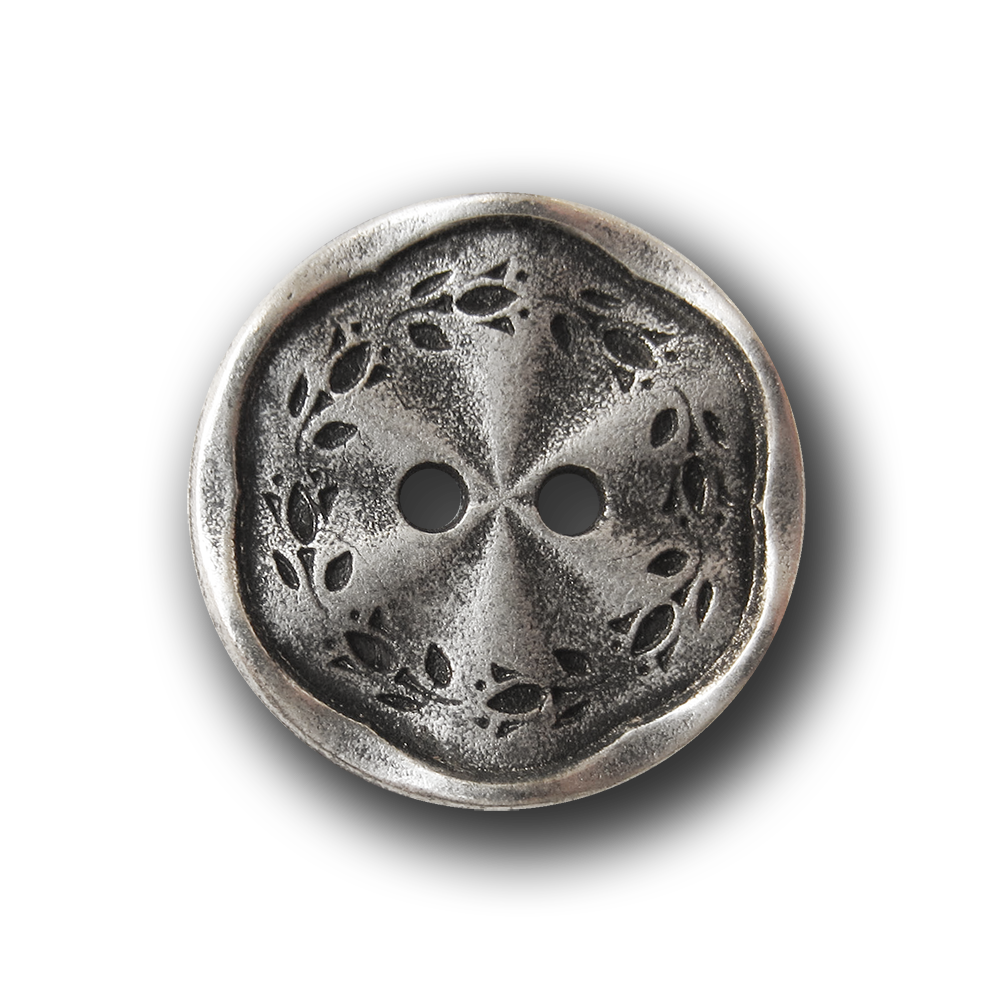 Bezaubernder Zweiloch Metall Knopf mit Blumen Kranz
