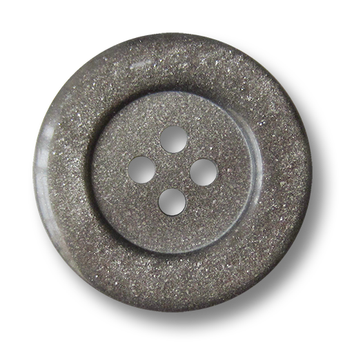 www.Knopfparadies.de - 5839gr - Extravagante silber graue Vierloch Kunststoffknöpfe mit Glitzer