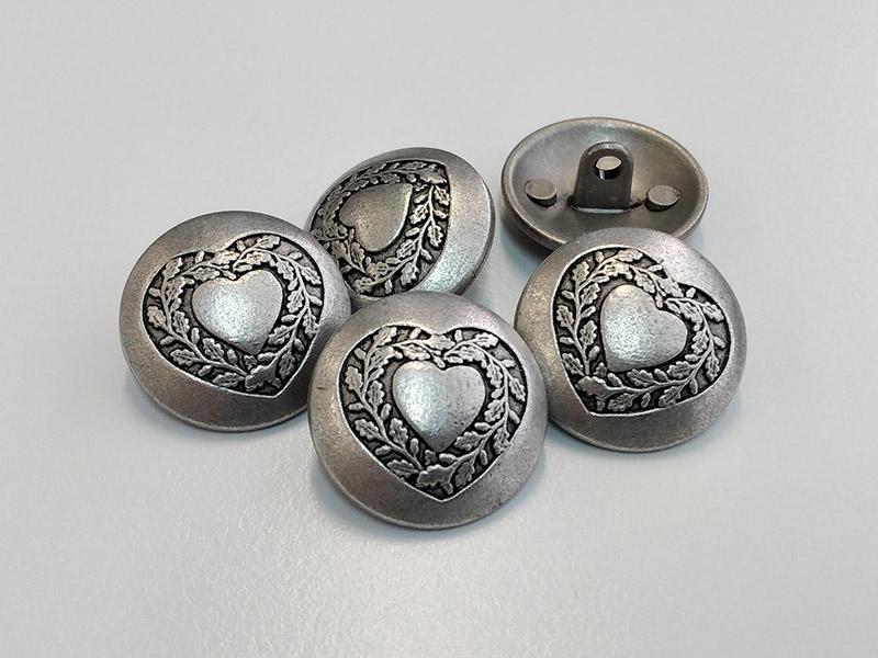 www.knopfparadies.de - 4513as - Altsilberfarbene Metallknöpfe mit nostalgischem Motiv