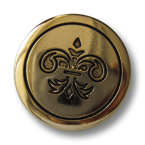 www.Knopfparadies.de - 5140go - Goldene Metallknöpfe mit eleganter Lilie