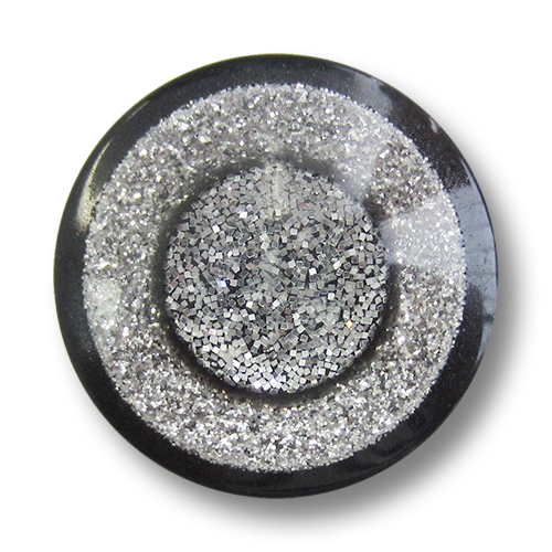 www.Knopfparadies.de - 4414gl - Schillernde Glitzerknöpfe aus Kunststoff in Schwarz & Silber