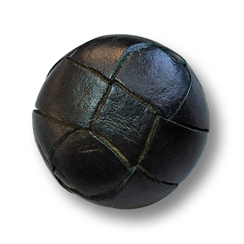 www.knopfparadies.de - 6062dg - Dunkelgrüne Lederknöpfe mit Flechtmuster