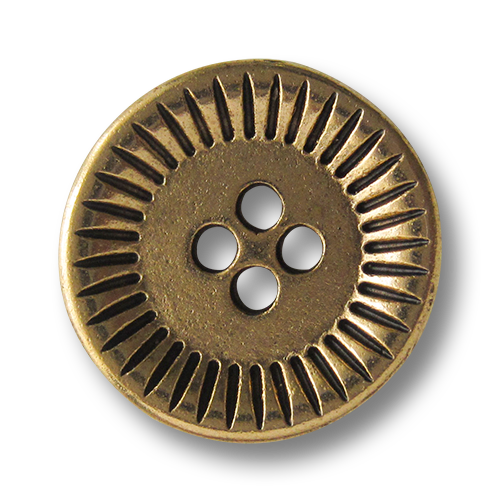www.Knopfparadies.de - 4073go - Goldene Vierlochknöpfe mit Sonnen Muster