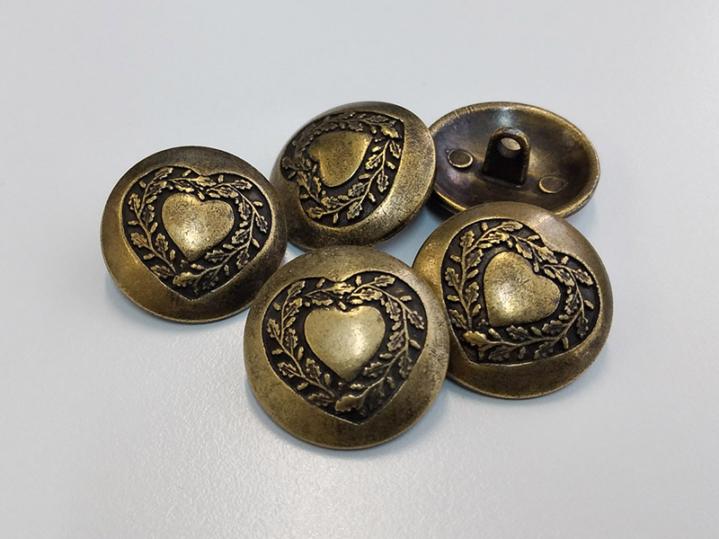 www.knopfparadies.de - 4513am - Messingfarbene Metallknöpfe mit nostalgischem Motiv