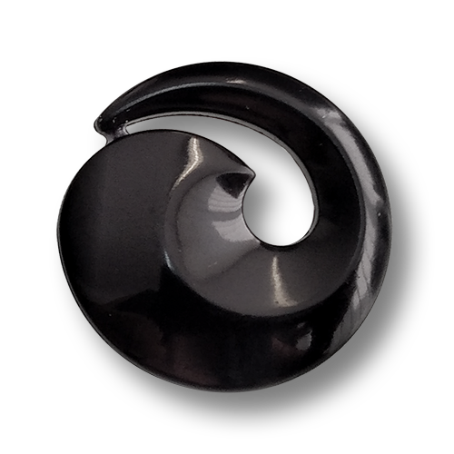 www.knopfparadies.de - 3903sc - Schwarze, spiralförmige Kunststoffknöpfe mit Durchbruch