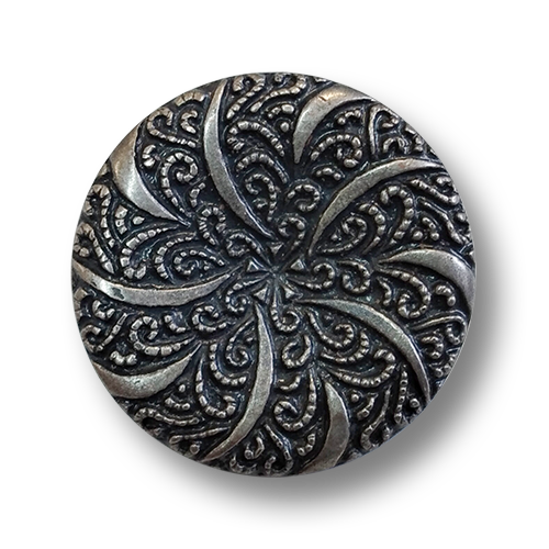 www.knopfparadies.de - 4532as - Altsilberfarbene Kunststoffknöpfe mit filigranem Muster
