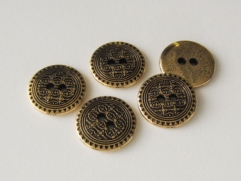 www.Knopfparadies.de - 1494go - Goldene Metallknöpfe mit Ornament Muster