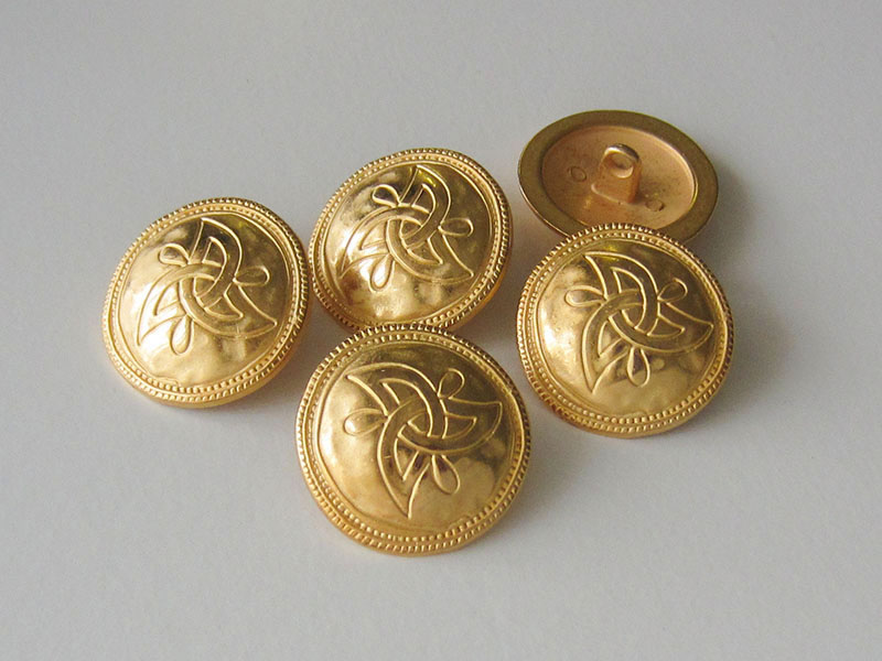 www.Knopfparadies.de - 5180go - Goldene Metallknöpfe mit Knoten Symbol