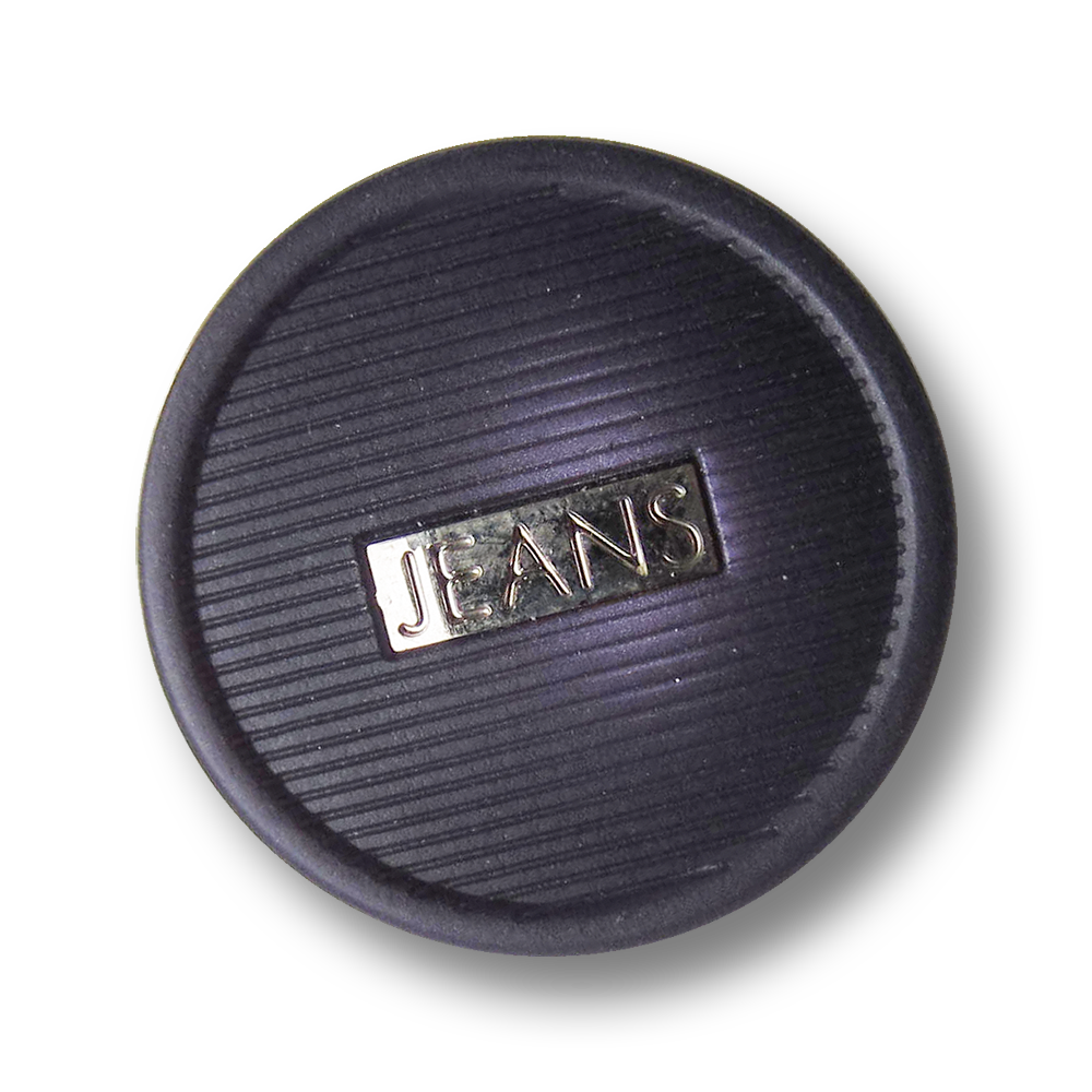 Moderner blau lila silberfb. Metall Knopf mit "Jeans"