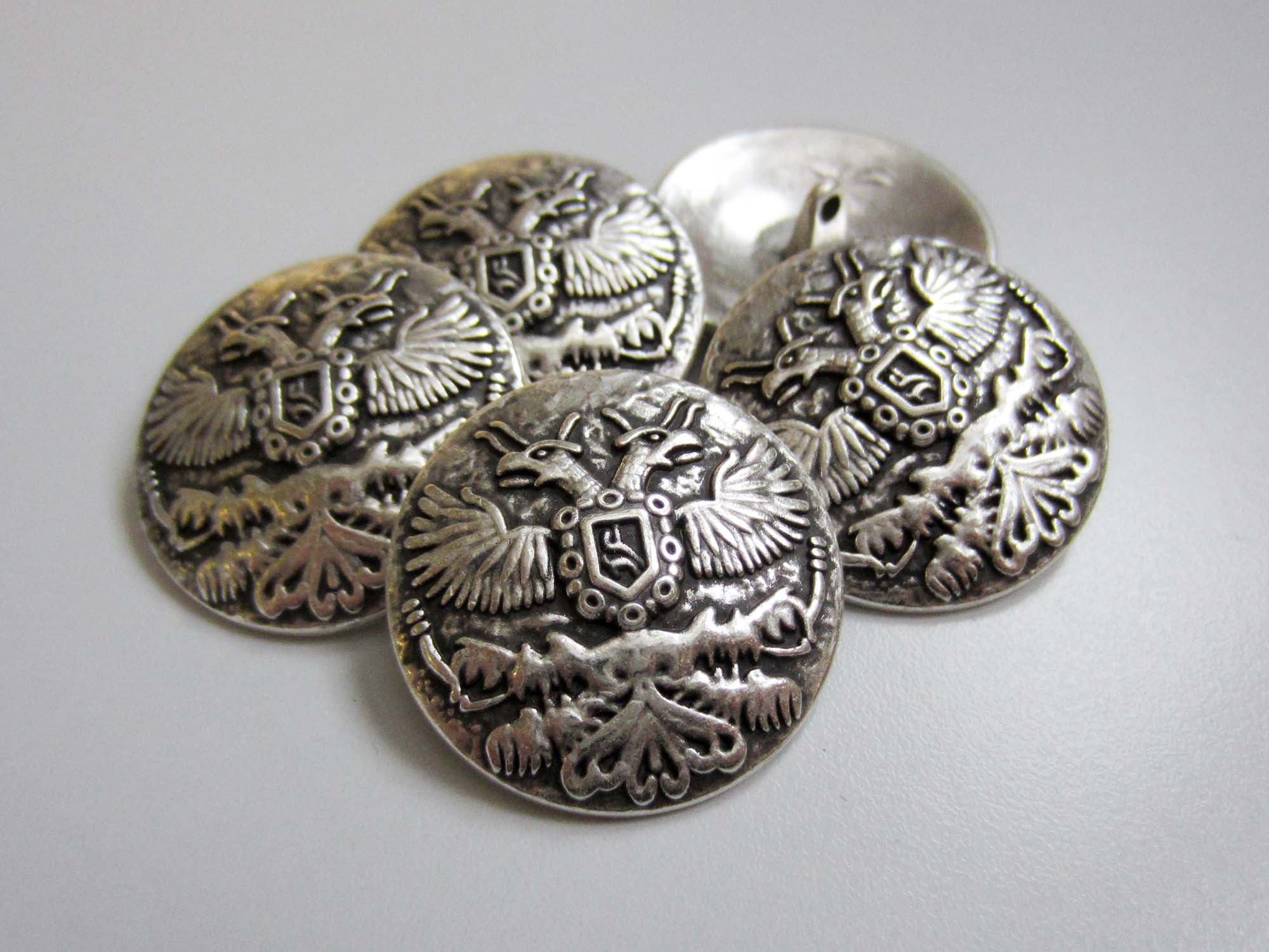 Imposanter Wappen Metall Knopf mit Doppelkopf Adler