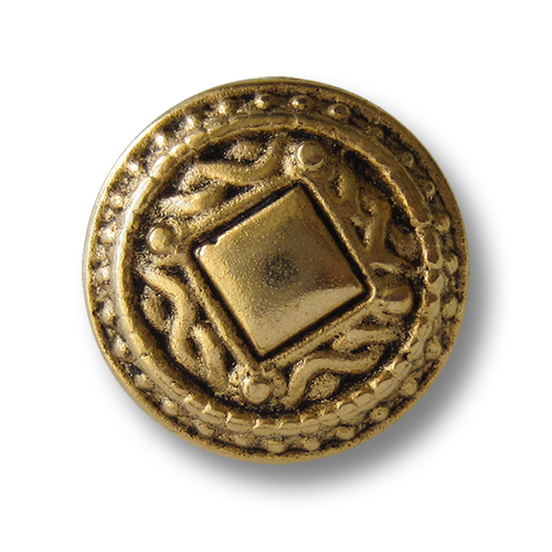 www.knopfparadies.de - 1499go - Mondäne Metallknöpfe mit Rautenmotiv