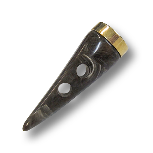 www.knopfparadies.de - 0380br - Spitz zulaufende Knebelknöpfe aus Kunststoff in Braun und Gold