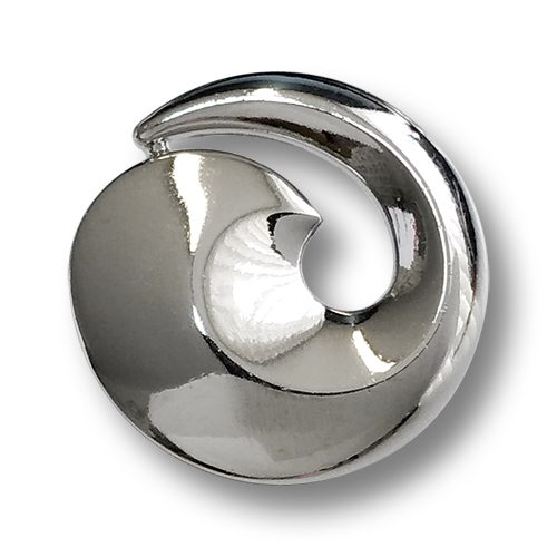 www.knopfparadies.de - 3903si - Glänzend silberfarbene Kunststoffknöpfe in Spiralform