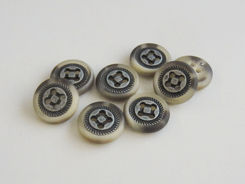 www.knopfparadies.de - 1014bb - Kleine Trachtenknöpfe mit Metallmitte und Kunststoffrand
