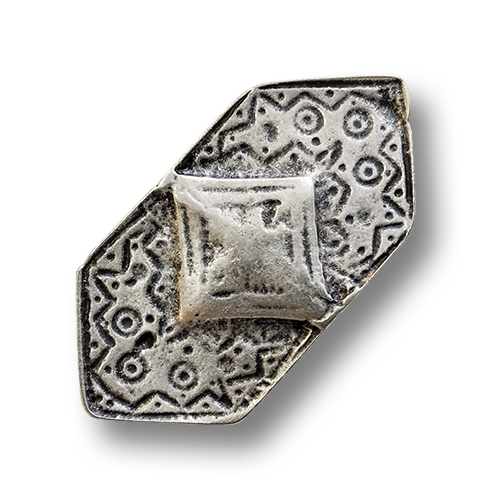 www.knopfparadies.de - 6007as - Altsilberfarbene Trachtenknöpfe, sechseckig