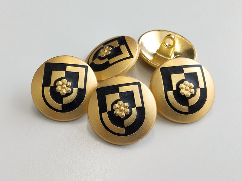 www.knopfparadies.de - 4584gs - Wunderschöne Blazerknöpfe, goldfarben und schwarz, mit Wappen