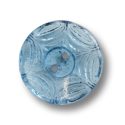 www.knopfparadies.de - 0212bl - Blaue Glasknöpfe mit zwei Knopflöchern