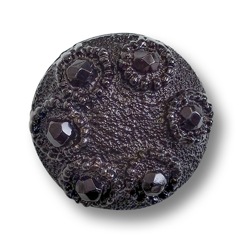 www.knopfparadies.de - 6019sc - Schwarze Glitzerknöpfe aus Kunststoff