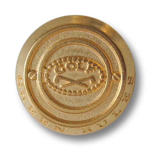 www.Knopfparadies.de - 3089go - Edle goldene Metallknöpfe mit Golf Motiv "Green Rules"