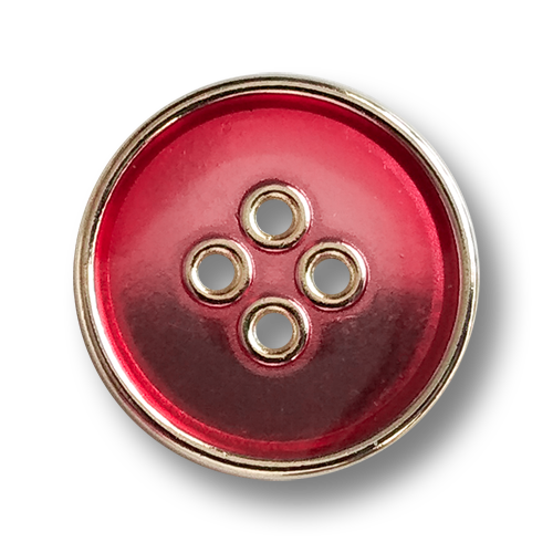 www.knopfparadies.de - 1448ro - Rot-goldfarbene Metallknöpfe mit vier Knopflöchern