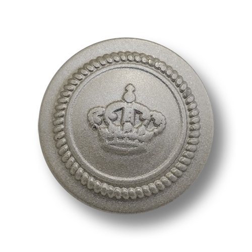 www.knopfparadies.de - 2365zn - Zinnefarbene, schwere Metallknöpfe mit Motiv: Krone
