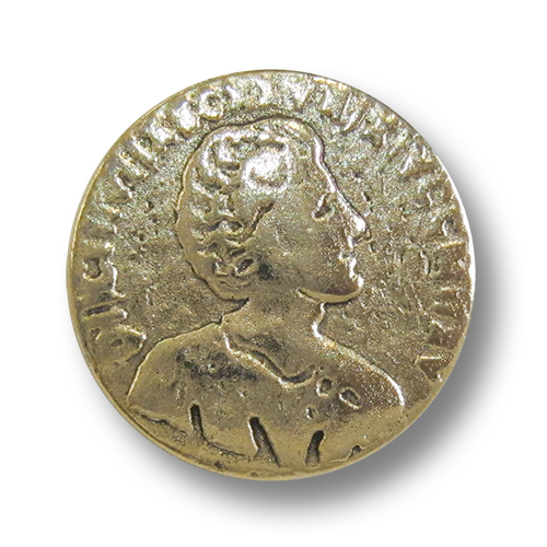 www.Knopfparadies.de - r093go - Älter wirkende Münzknöpfe aus Metall in Gold